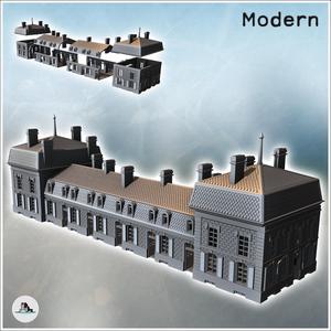 Baroque-style hotel with Mansard roof, double roof arrows, and multiple chimneys (9) - Modern WW2 WW1 World War Diaroma Wargaming RPG Mini Hobby