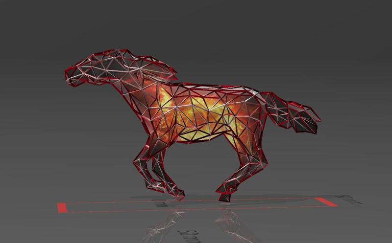 The Galloping Horse - Low Voronoi Style - Single Spider Web - LowPoly - Perfect Design - Easy Print - Decor