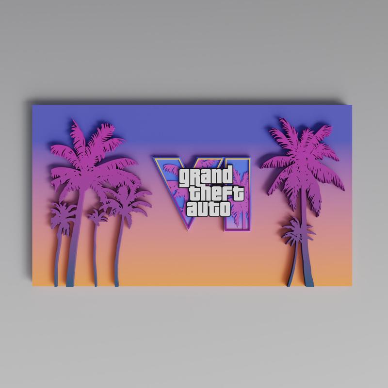 GRAND THEFT AUTO 6 LOGO (with trees) no support required