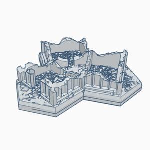 Sci-Fi Destroyed Building 1 with Hex Base SFDHB001