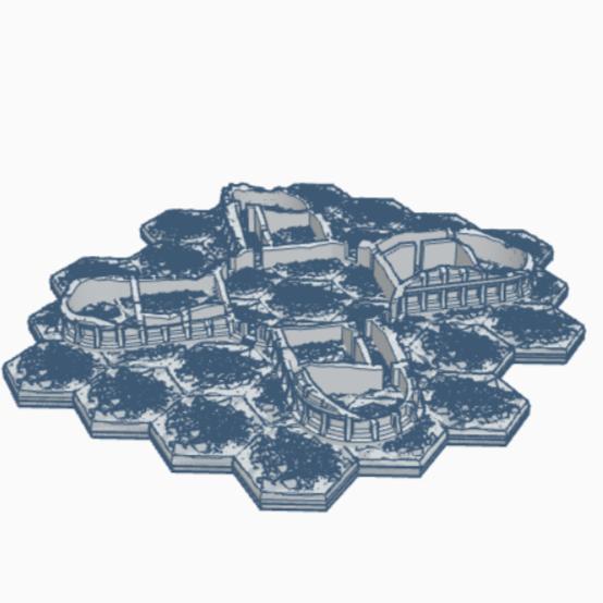 Sci-Fi Destroyed Building 59 with Hex Base SFDHB059