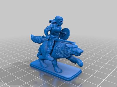 Heroquest - Barbarian wolf rider resculpted