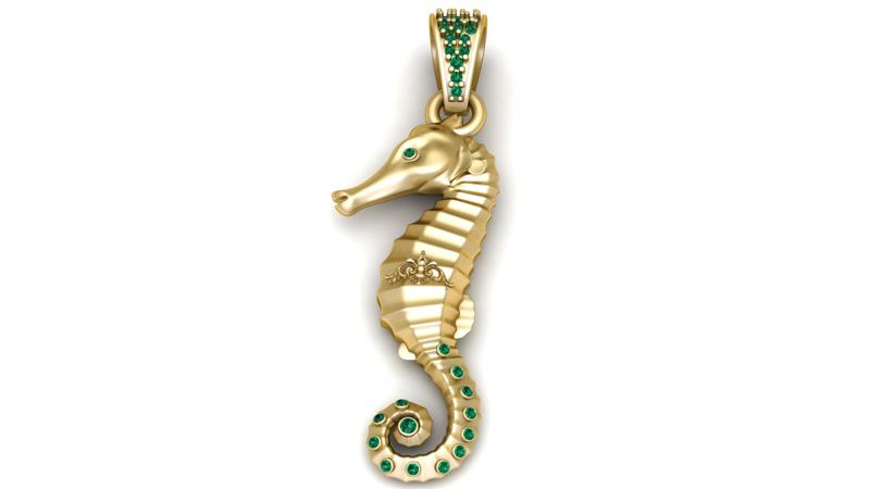 seahorse gold pendant3d printable model