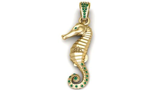 seahorse gold pendant3d printable model
