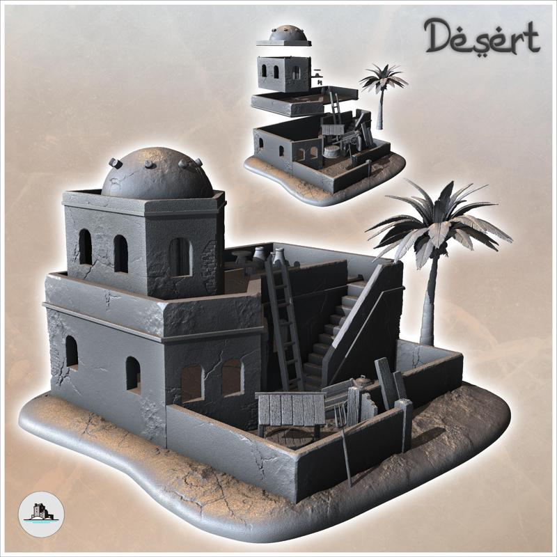 Desert house with dome on roof and flat roof (9) - Canyon Sandy Landscape 28mm 15mm RPG DND Nomad Desertland African