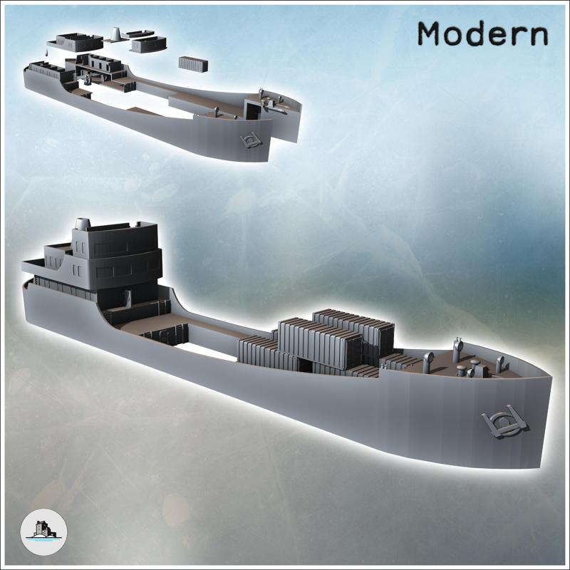 Large modern cargo ship with central cargo hold (7) - Cold Era Modern Warfare Conflict World War 3 RPG  Post-apo WW3 WWIII