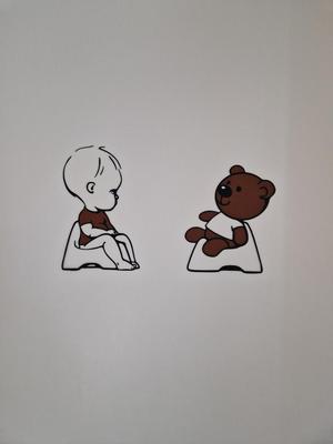 Toilet Sign with Baby and Teddy