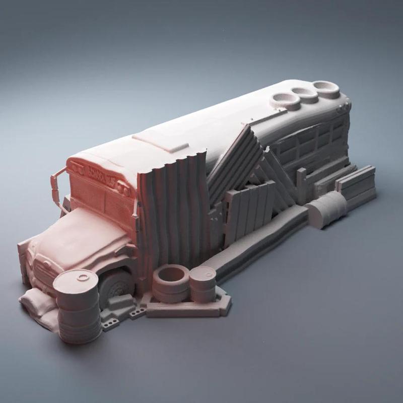 Urban Wrecked School Bus Barricade 28mm