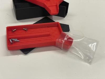 Stackable Small Parts Tray (With Sorting Ridges and Bag Spout)