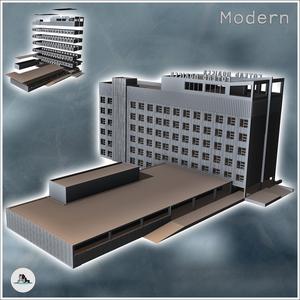 Large Russian Soviet administrative hotel with annex and flat roof (13) - Modern WW2 WW1 World War Diaroma Wargaming RPG Mini Hobby