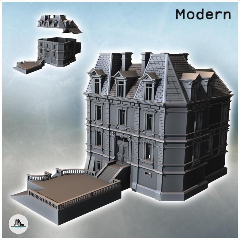 Town hall of Hermanville (Normandy, France) - Modern WW2 WW1 World War Diaroma Wargaming RPG Mini Hobby