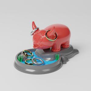 Ring Holder - Bull in a pond