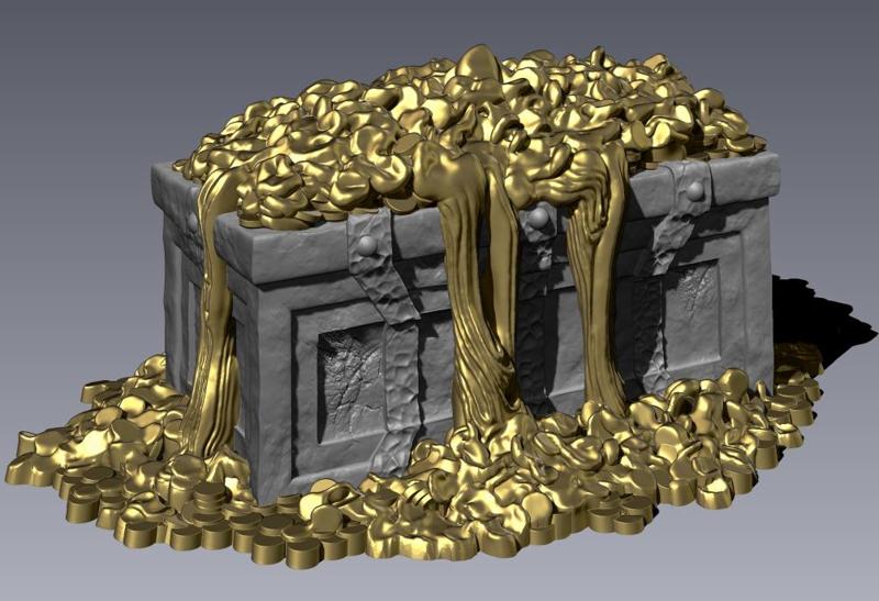 Treasure Chest and coin pile (Melted)