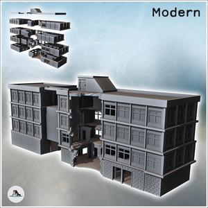 Modern Flat Roof Hospital with Wave Architecture (Destroyed Version) (9) - Cold Era Modern Warfare Conflict World War 3 RPG  Post-apo WW3 WWIII
