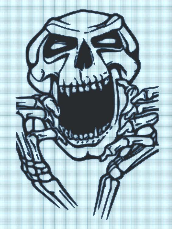 LAUGHING SKULL w-HANDS - WALL ART