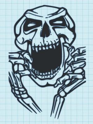 LAUGHING SKULL w-HANDS - WALL ART