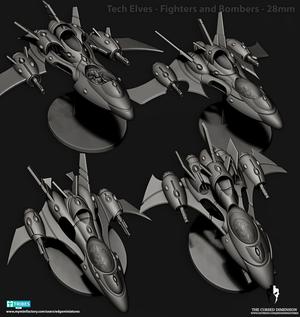 Tech Elves - Jet Fighters and Bombers - 28mm scale