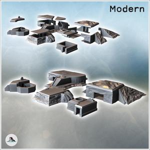 Set of five modern bunkers with anti-aircraft fortifications (33) - Modern WW2 WW1 World War Diaroma Wargaming RPG Mini Hobby