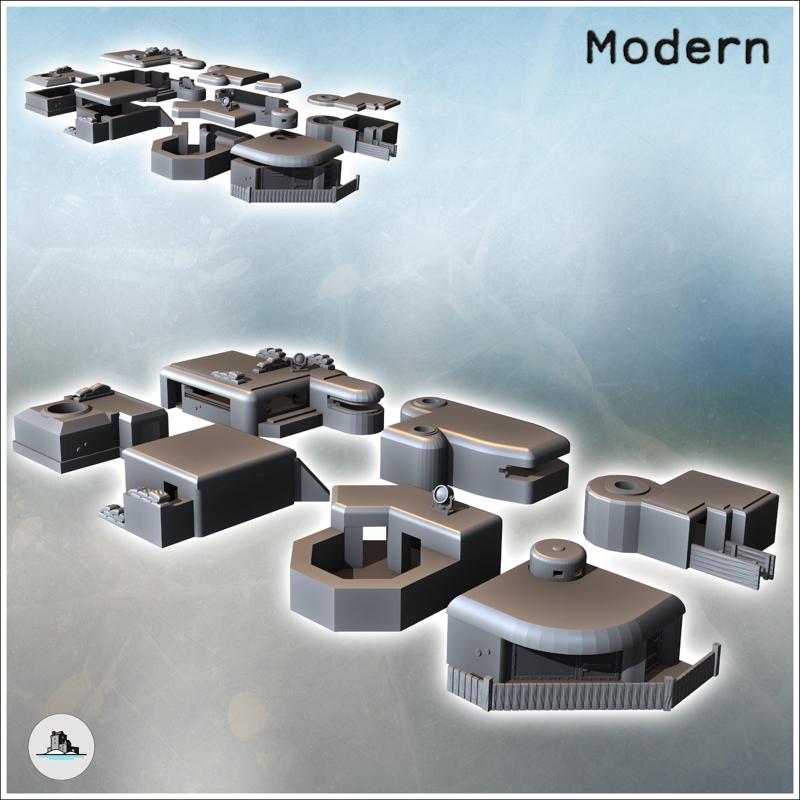 Set of seven military bunkers with different configurations (6) - Modern WW2 WW1 World War Diaroma Wargaming RPG Mini Hobby