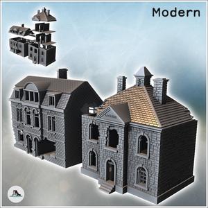 Set of Two Ruined Norman Village Buildings (3) - Modern WW2 WW1 World War Diaroma Wargaming RPG Mini Hobby