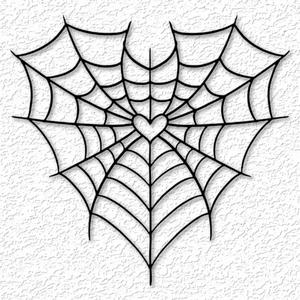 Spiderweb heart wall art spider web love wall decor 2d art