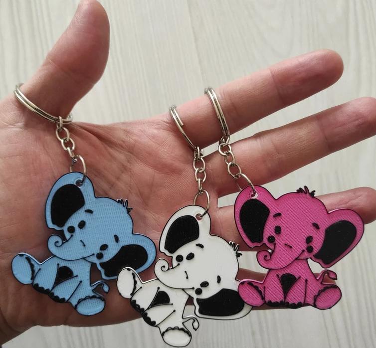 Adorable Elephant Keychain - Personalized Animal Key Holder