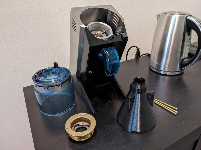 Zero retention hopper for Rancilio Rocky