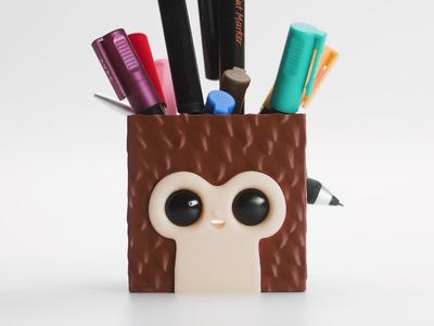 Default Cube Pixel Monkey Storage Box w. Pen Tail