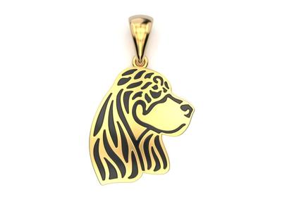 Pendant dog under blackening or enamel