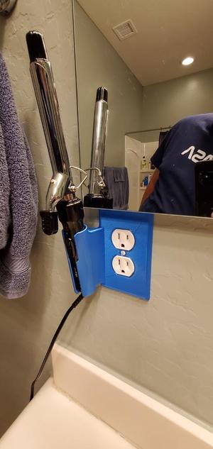Duplex Outlet Cover Plate with Curling Iron Holder