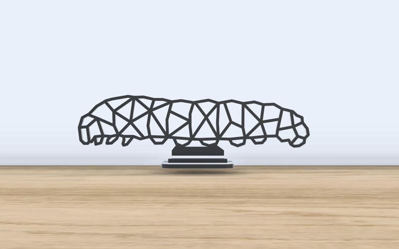 Geometric Low Poly - Caterpillar - With Stand