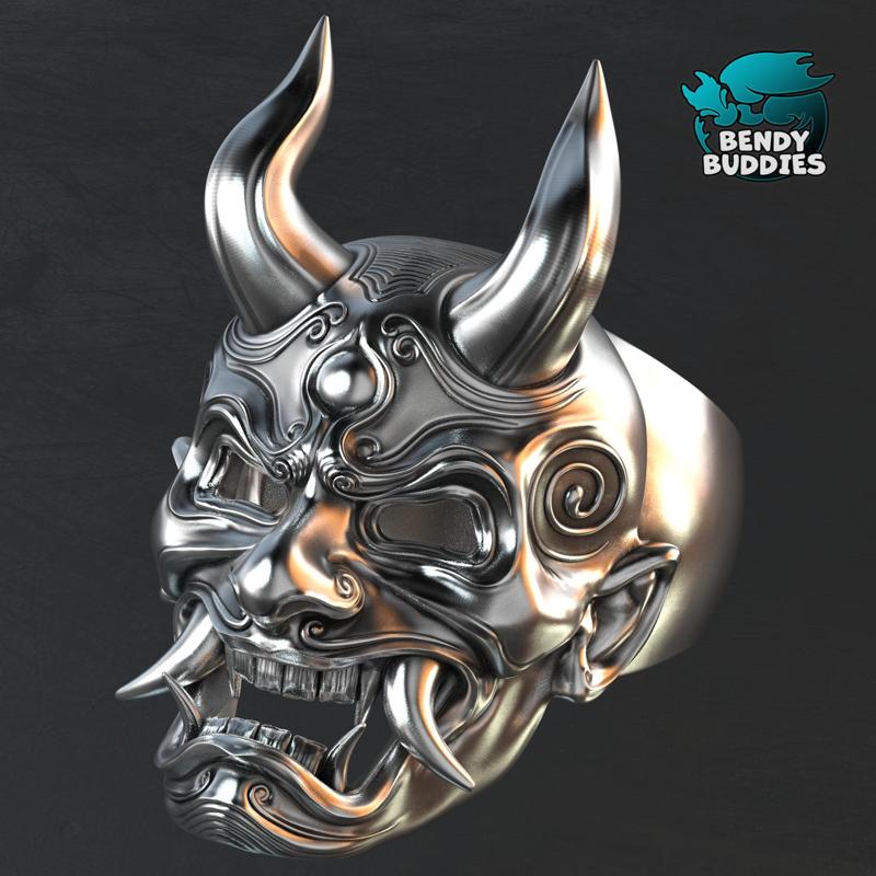 Oni Ring / Violent Spirit Jewelry Pre-Supported / Tortured Soul Demon Accessory / Devil Decoration / Demonic Artifact / Biker Deco