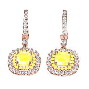 Cushion Stone Double Halo Micro Pave Setting Hoop Earring