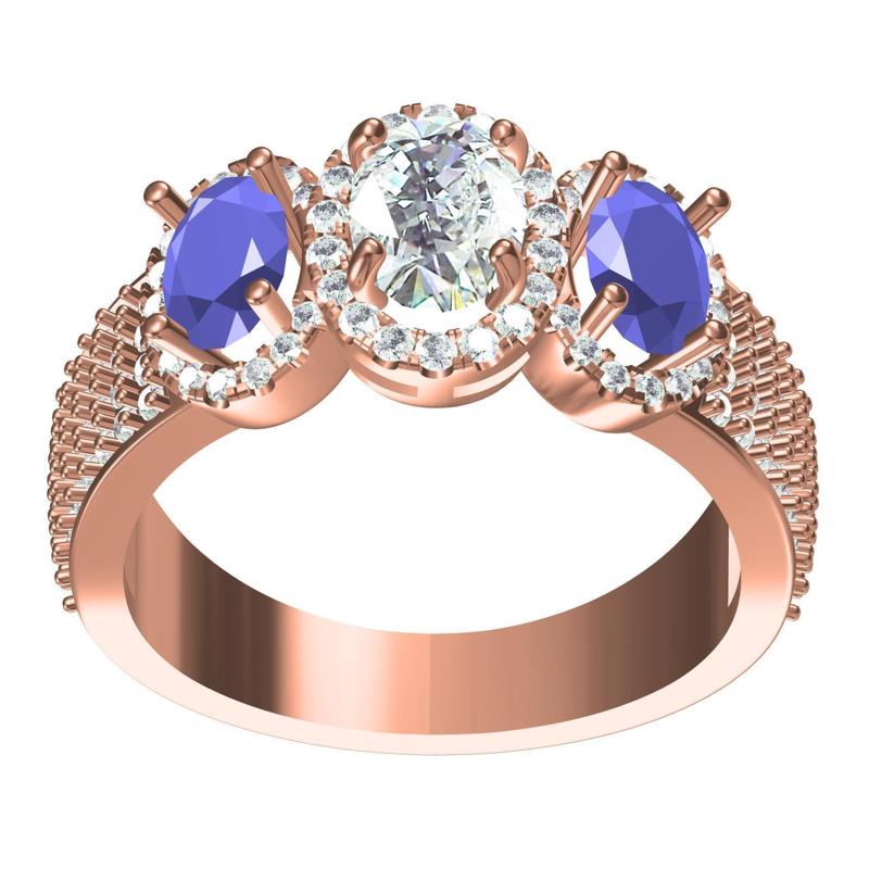 Triple Oval Shape Halo Vintage Ring