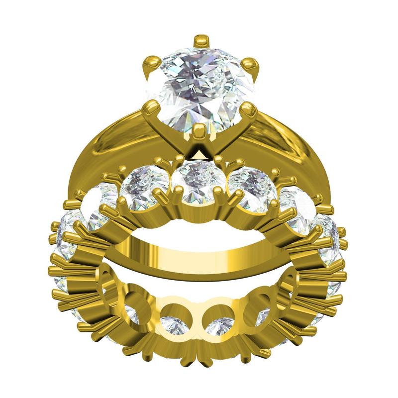 Round Cut 6 Prong Solitaire Ring With Band