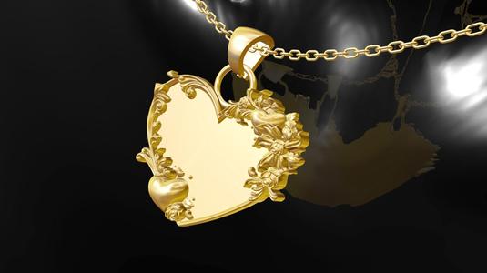 Heart Gold Pendant Jewelry 3D print model
