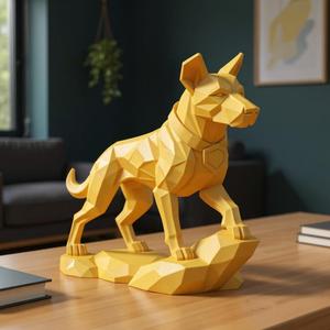 Bronzefang Sentinel – Heroic Low Poly Dog Statue