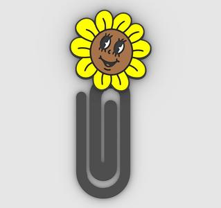 Animated sunflower - Paper clip, bookmark - 3MF pre-painted , STL