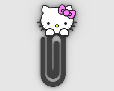 Paperclip Hello Kitty kitten , bookmark - 3MF pre-painted , STL