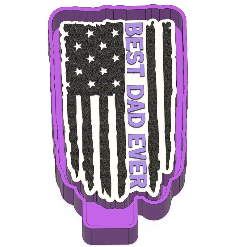 Best Dad Ever American Flag Freshie STL Mold Housing