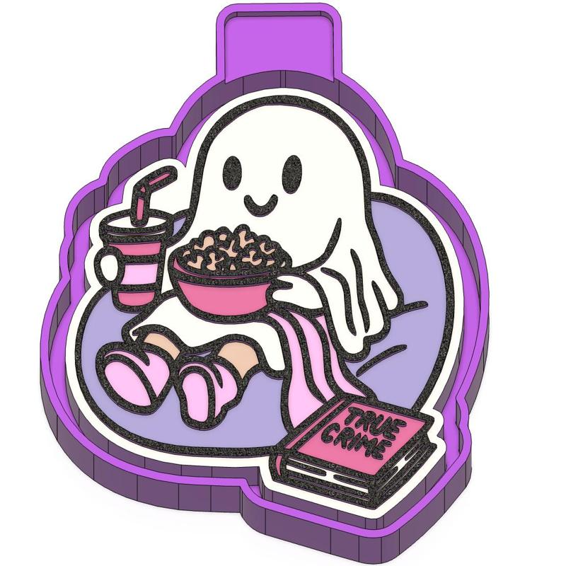 Popcorn Ghost Chill Time Freshie STL Mold Housing