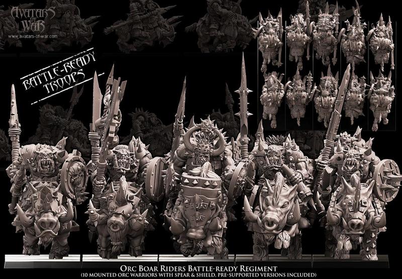 Orc Boar Riders Battle-Ready regiment (10 mounted Orcs)