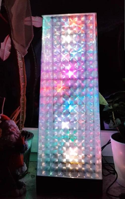 Lamp with rotating RGB LEDs (prism foil stars) USB powered (Schleifkontakt/slip ring)