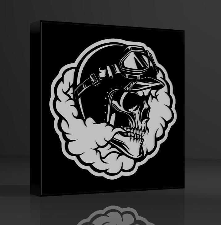 Smoked skull lamp