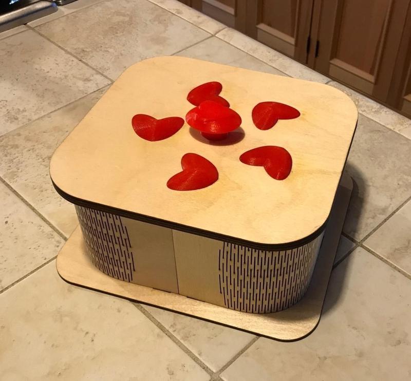 Laser Cut Heart Box w/3D Printed Lid