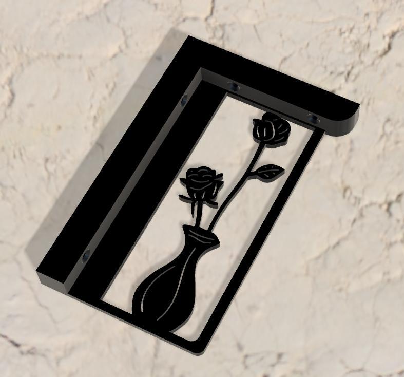 SQUARE WALL SHELF ROSES IN A VASE