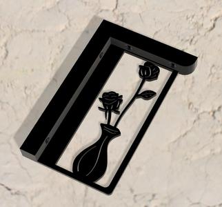 SQUARE WALL SHELF ROSES IN A VASE