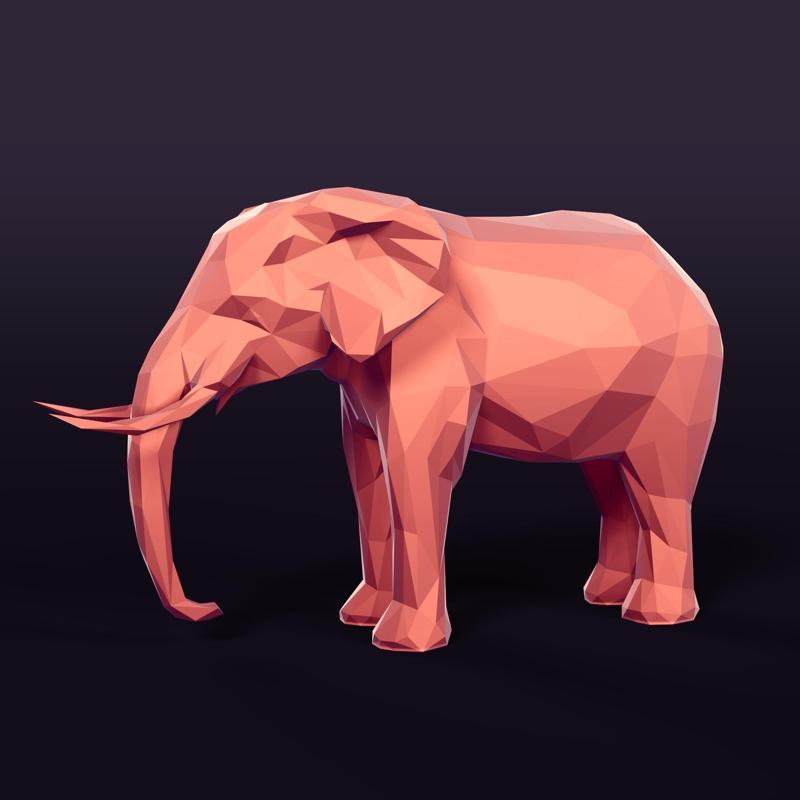 Polygonal - LowPoly Elephant Statue