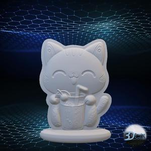 Cat Drinking Lemonade Decor