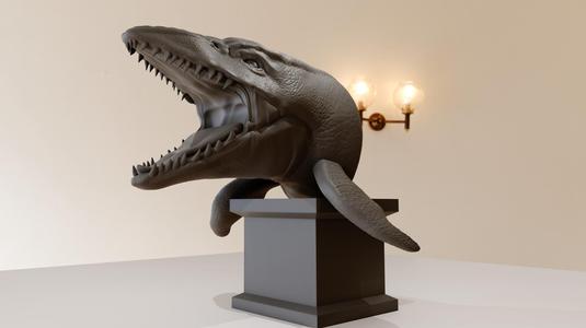 Mosasaurs dinosaur roaring head bust stl